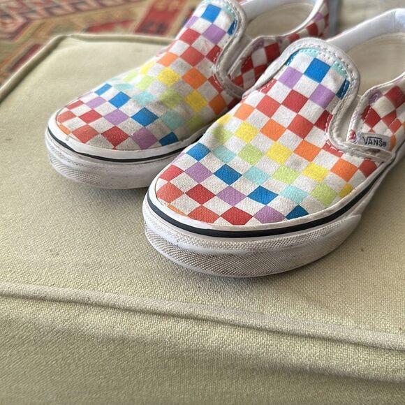 Vans rainbow checkerboard slip-ons. - Picture 3 of 4
